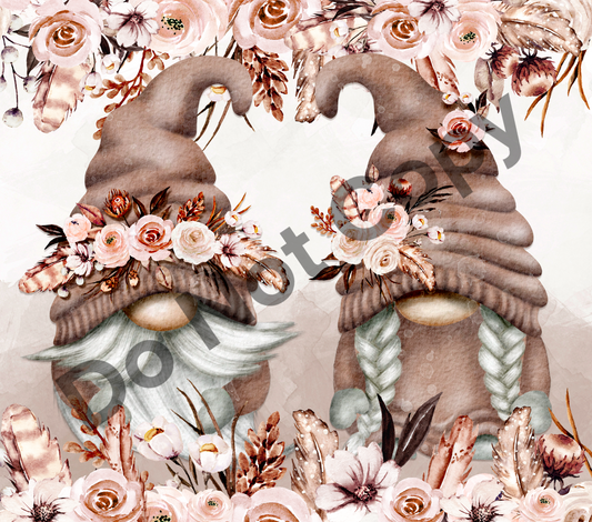 Floral gnomes tumbler transfer
