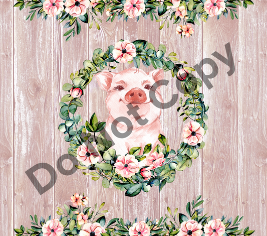 Floral wood pig tumbler transfer