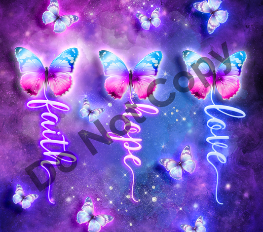 Faith hope love butterflies tumbler transfer