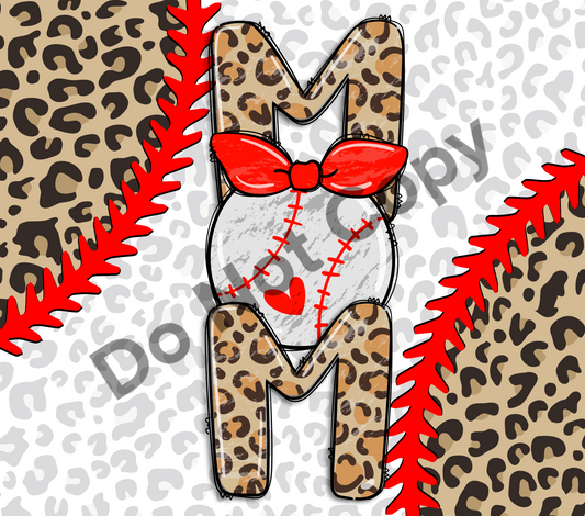 Mom baseball with bow tumbler transfer