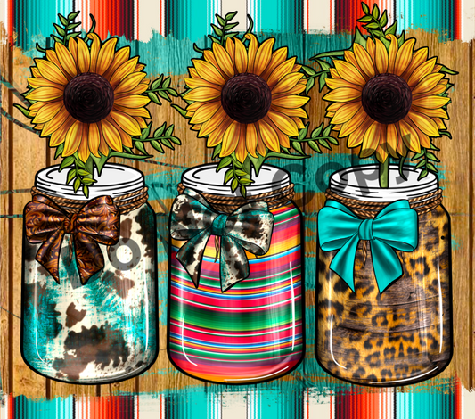 Sunflowers jars tumbler transfer