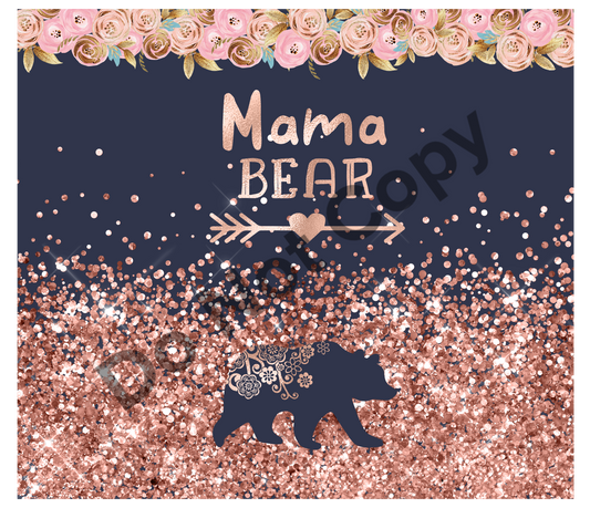 Mama bear floral glitter tumbler transfer
