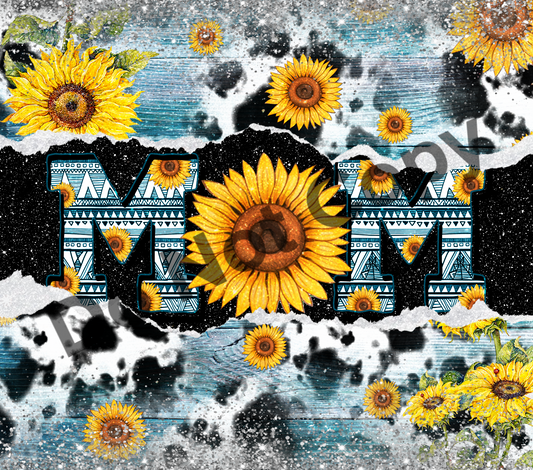 Mom sunflowers blue tumbler transfer