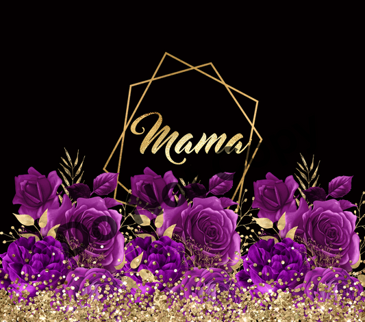 Mama purple roses tumbler transfer