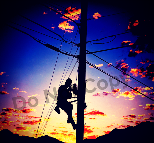 Lineman sunset tumbler transfer