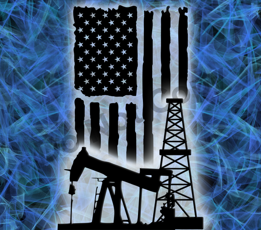 Oil field flag blue tumbler transfer