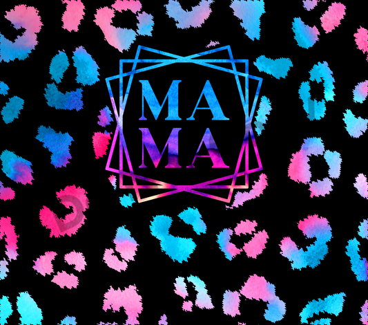 Mama colorful leopard tumbler transfer