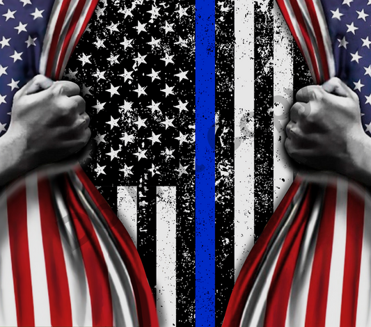 Blue line flag tumbler transfer