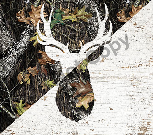 Half camo deer tumbler transfer