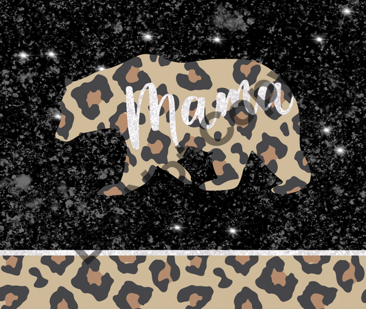 Mama bear leopard tumbler transfer