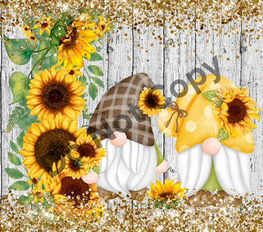Sunflowers gnomes tumbler transfer