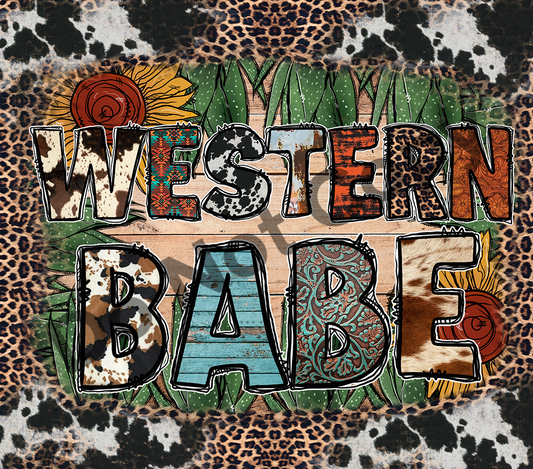 Western babe patterns tumbler transfer