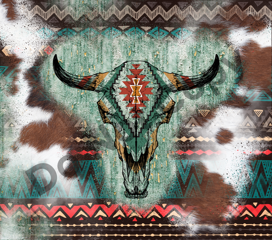 Aztec cowhide bull tumbler transfer