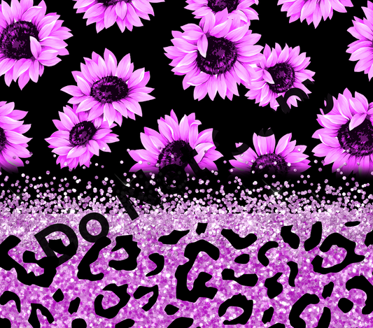 Purple floral leopard tumbler transfer