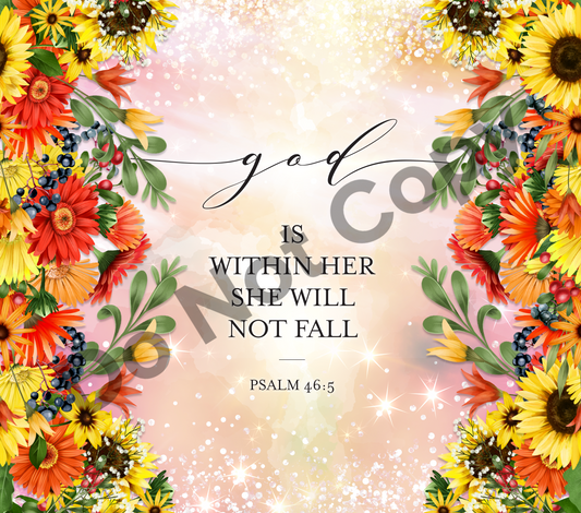 God is within her floral tumbler transfer