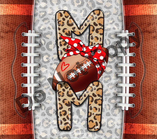 Football mom with bow tumbler transfer