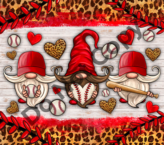 Baseball gnomes tumbler transfer