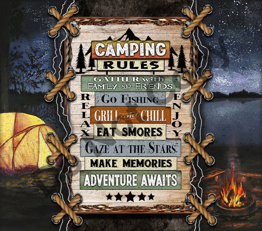 Camping rules tent tumbler transfer