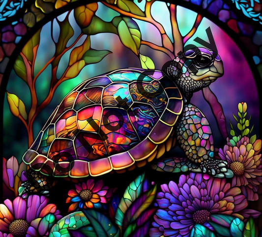 Turtle stained glass tumbler transfer