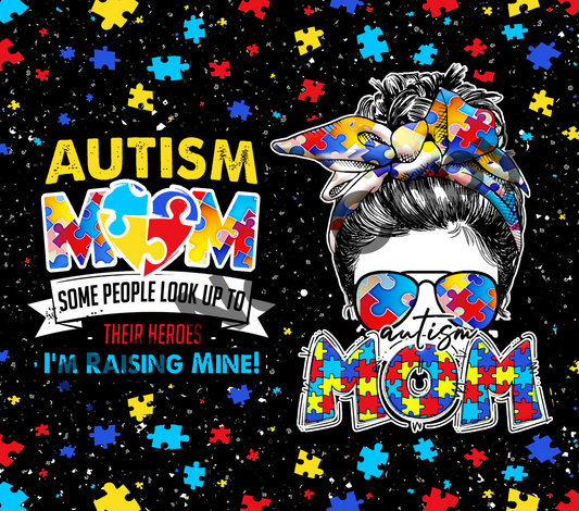 Autism mom hero tumbler transfer