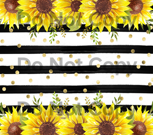 Sunflowers stripes gold tumbler transfer