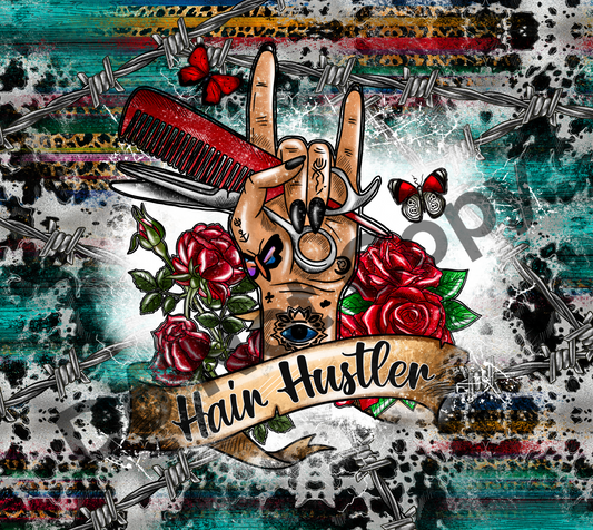 Hair hustler hand tumbler transfer
