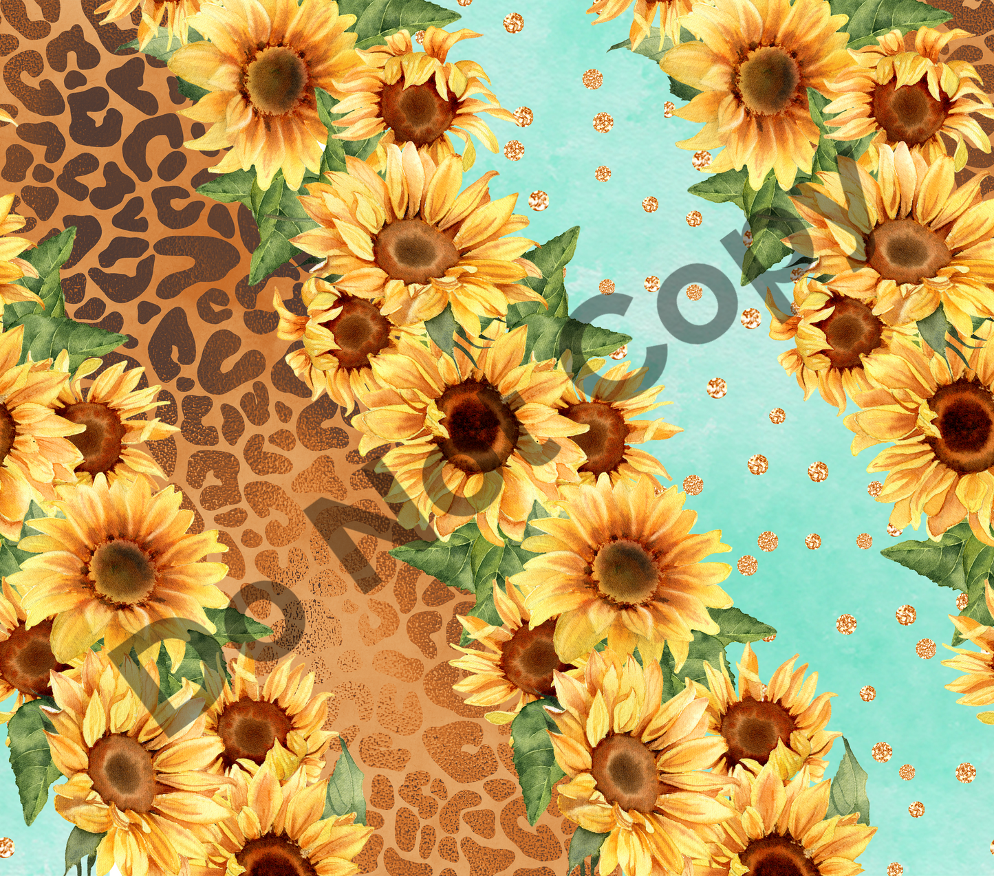 Leopard sunflowers blue tumbler transfer