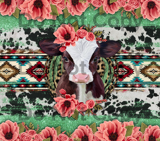 Floral calf tumbler transfer