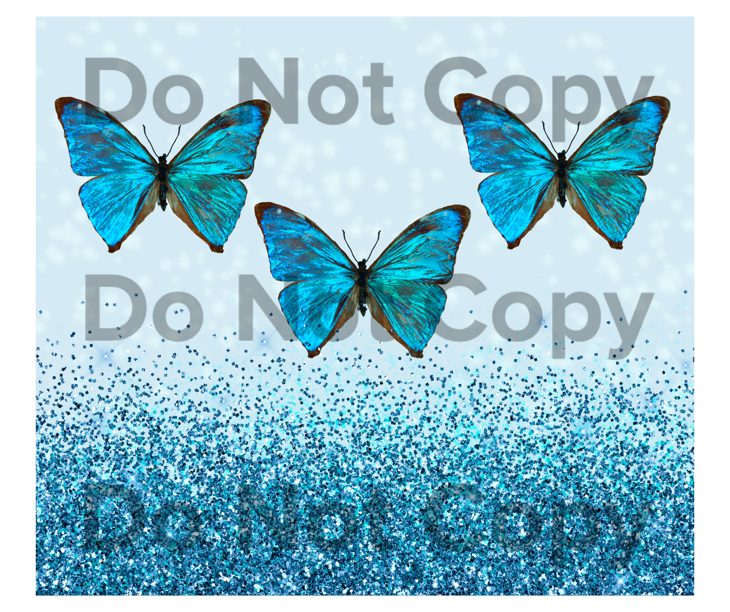 Blue butterflies glitter tumbler transfer