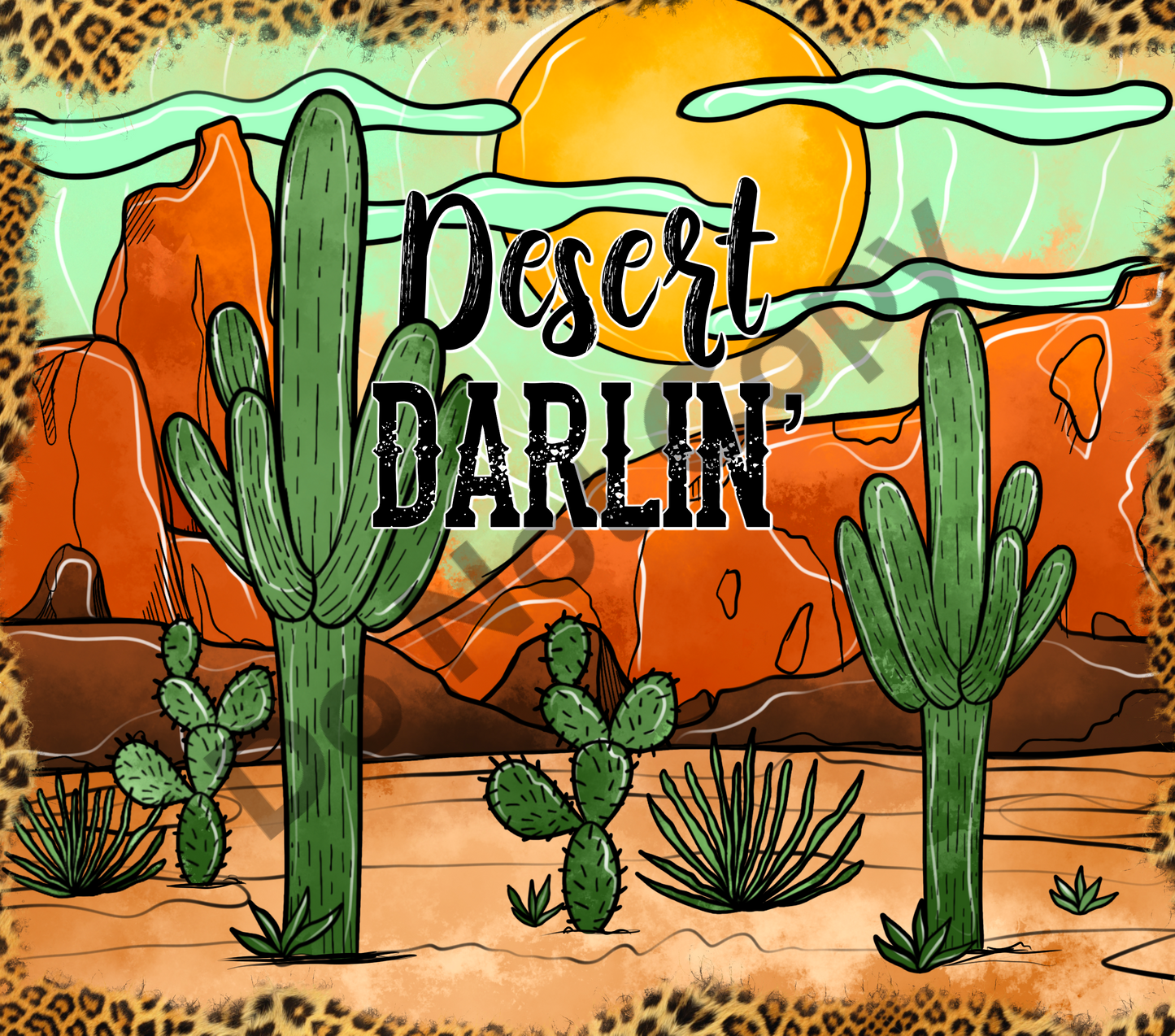 Desert darlin cactus tumbler transfer