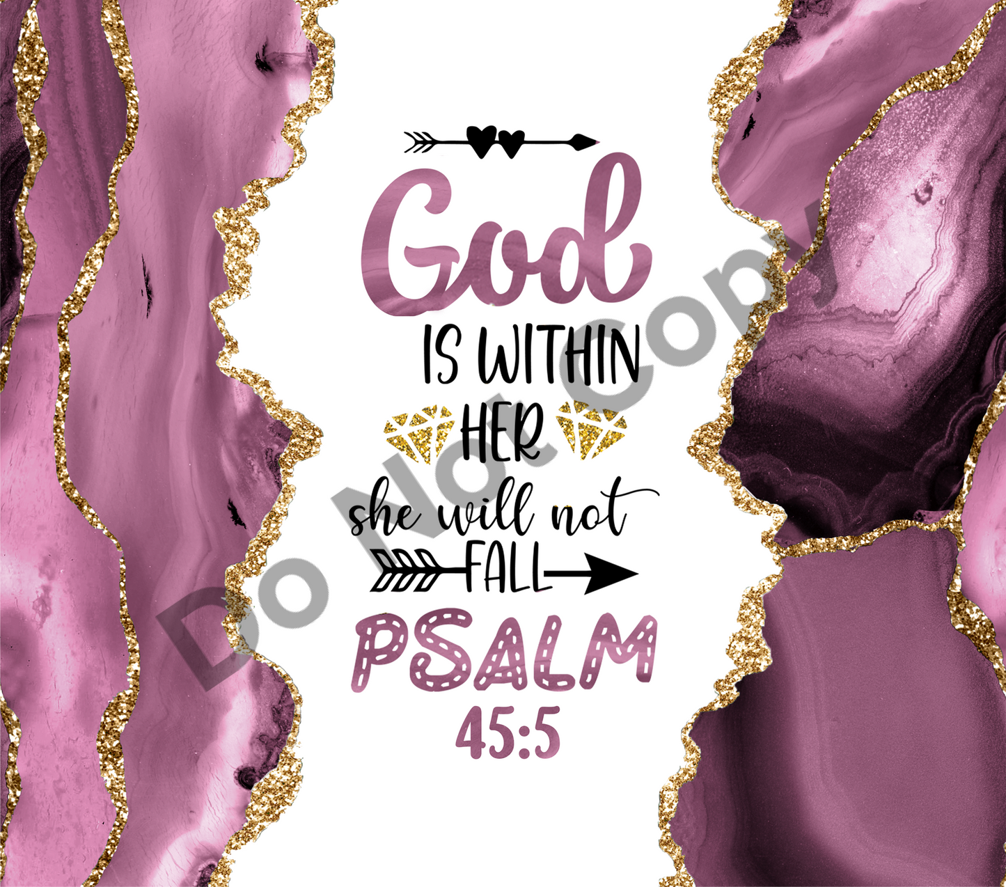 God is within her purple and gold tumbler transfer