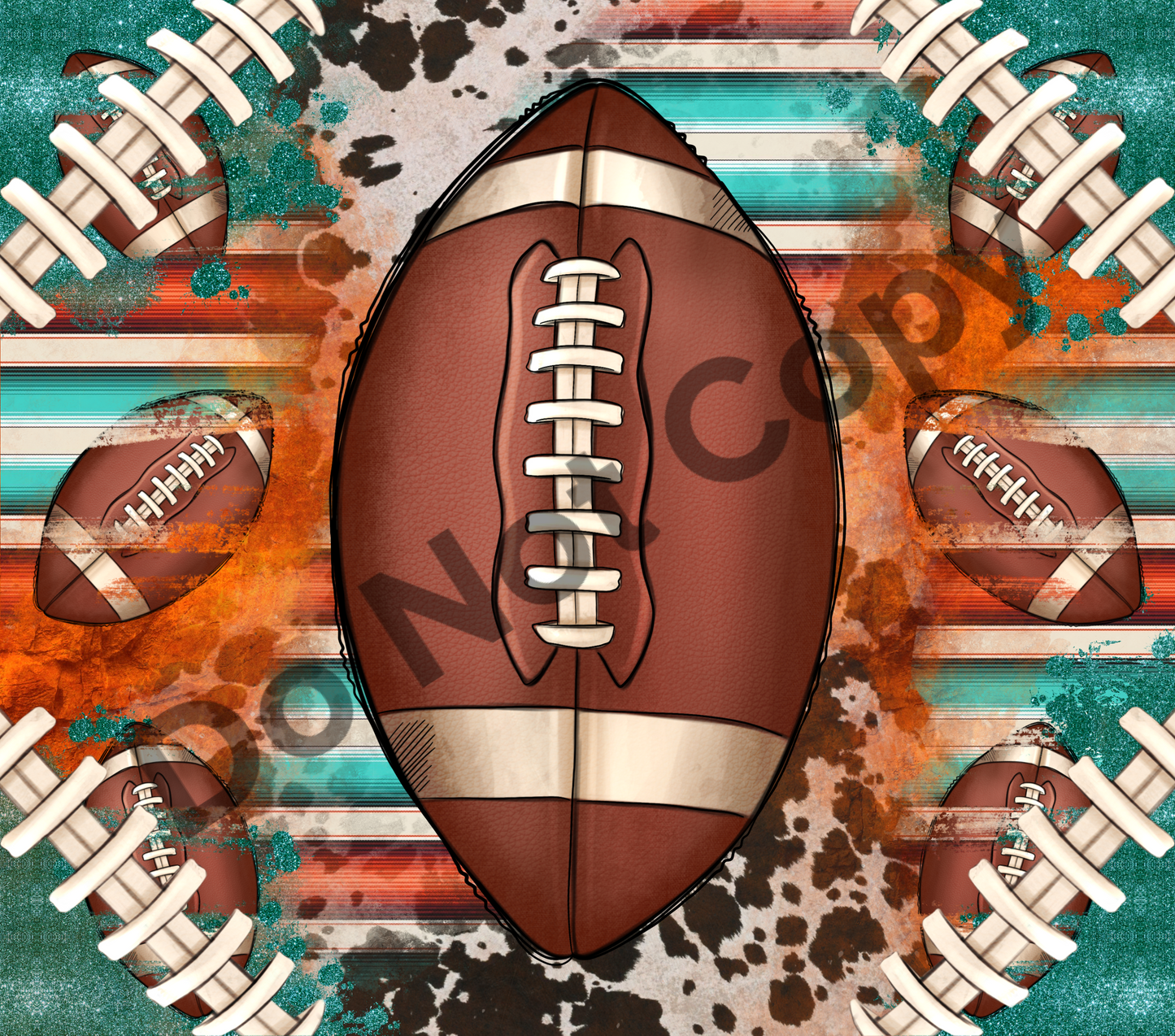 Football serape orange tumbler transfer