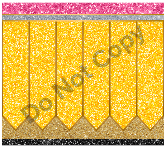 Pencil glitter tumbler transfer