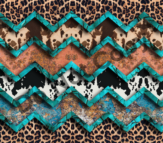Animal patterns blue chevron tumbler transfer