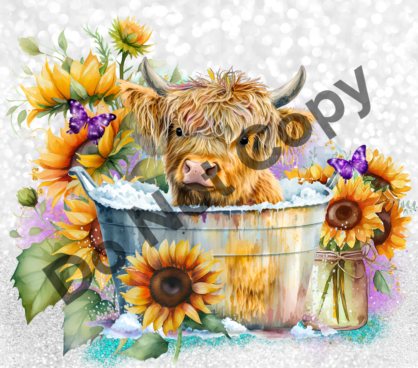 Sunflowers rustic cow tumbler transfer