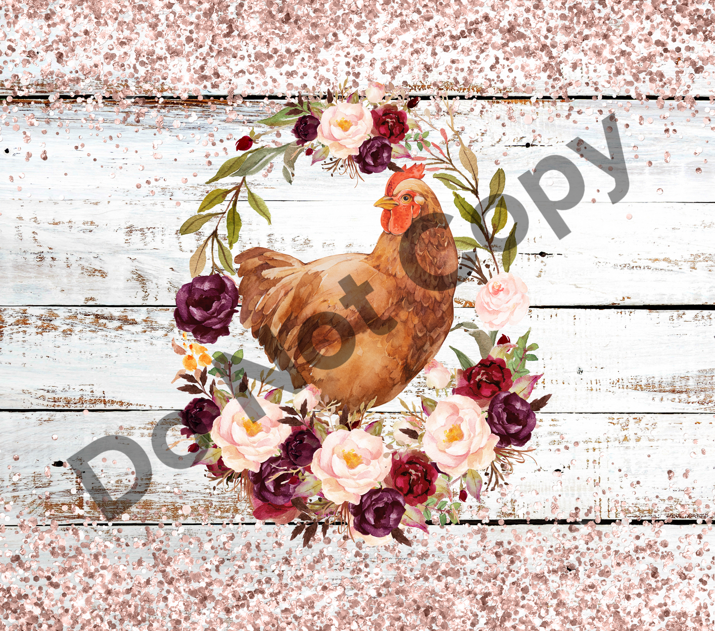 Floral chicken tumbler transfer