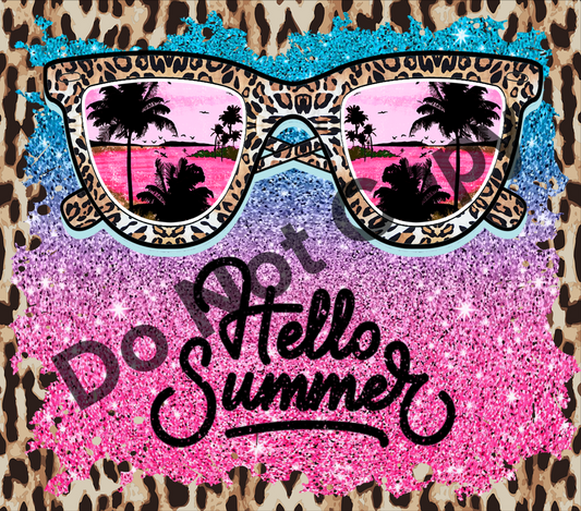 Hello summer leopard glasses tumbler transfer