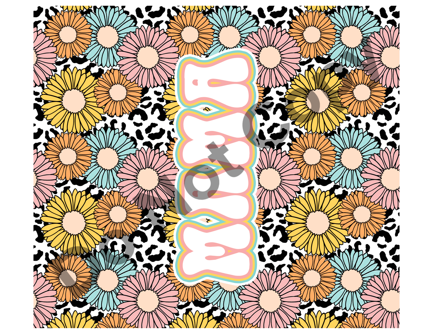 Mama colorful floral tumbler transfer