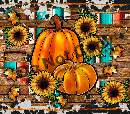 Pumpkins serape wood tumbler transfer