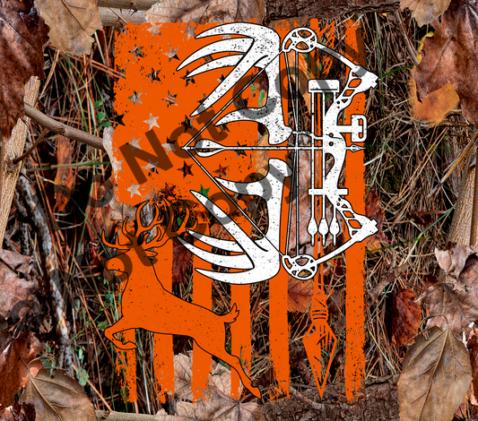 Bow hunting deer camo tumbler transfer