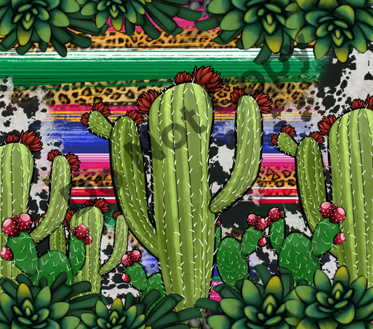 Cactus serape tumbler transfer