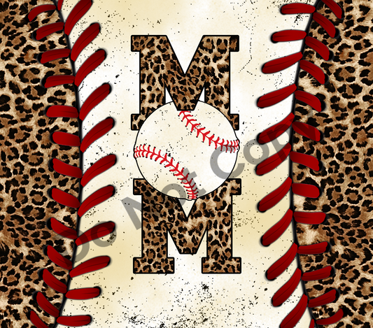 Baseball mom leopard tumbler transfer