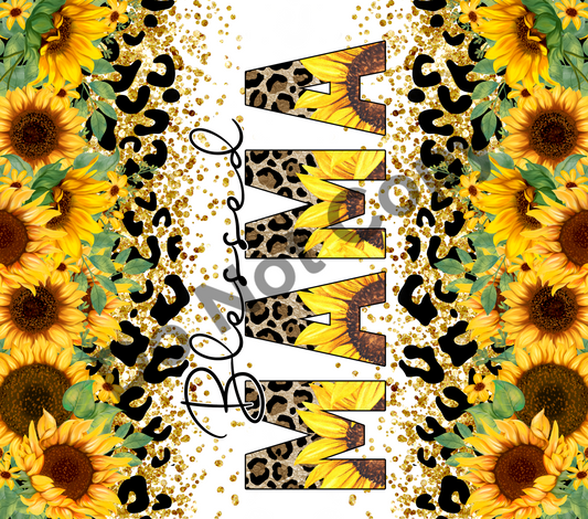 Blessed mama sunflowers leopard tumbler transfer