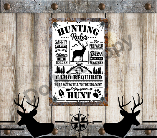 Hunting rules tan wood tumbler transfer