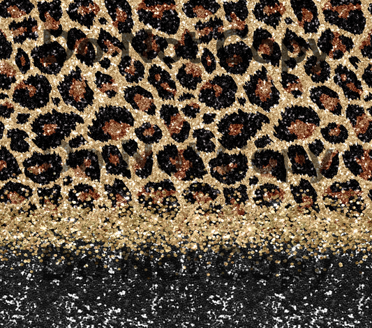 Leopard gold glitter black tumbler transfer