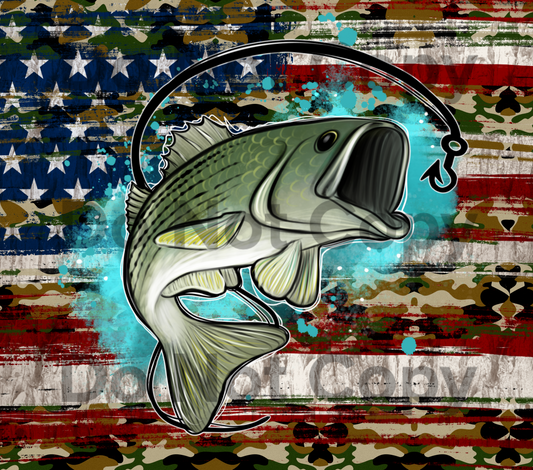 Camo fish flag tumbler transfer